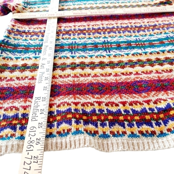 Vintage Sweater Tunic Turtleneck Medium 1990s Aztec Design Made In Hong Kong Y2K - Picture 6 of 10